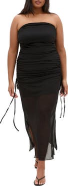 City Chic Shelly Ruched Strapless Maxi Dress