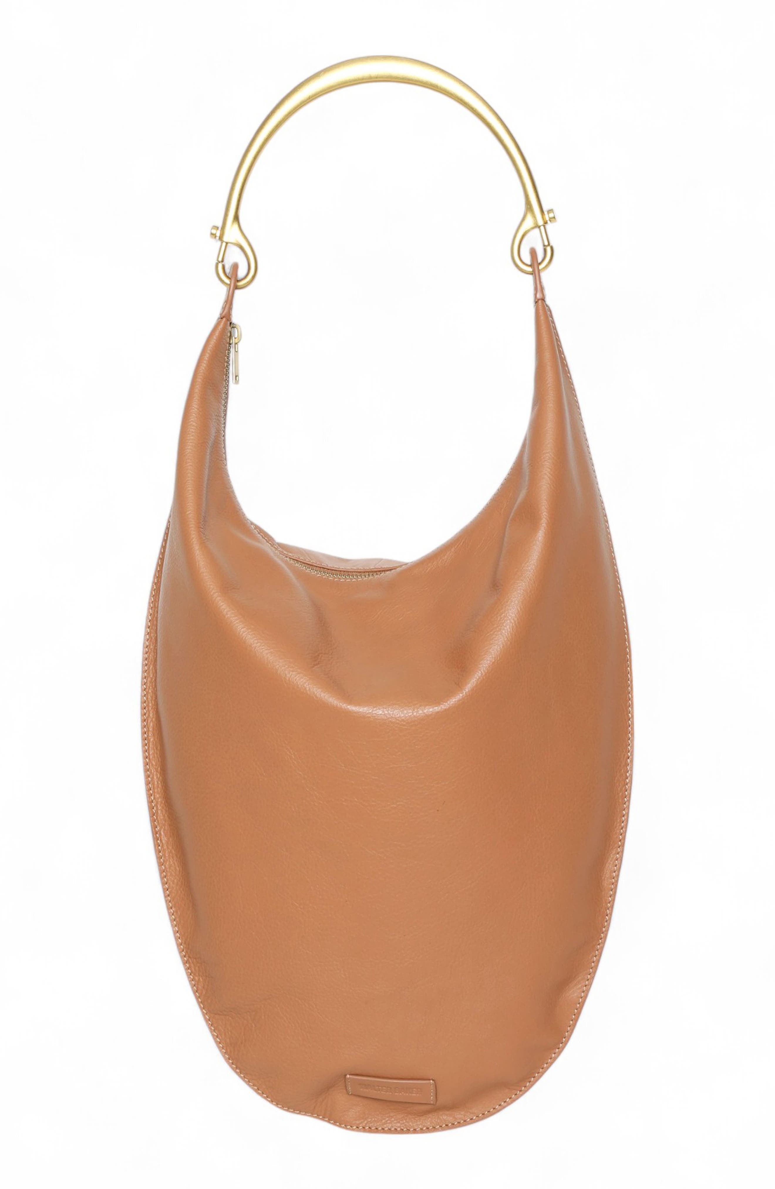 Walter Baker Luna Frame Handle Leather Hobo Bag, Main, color, Camel