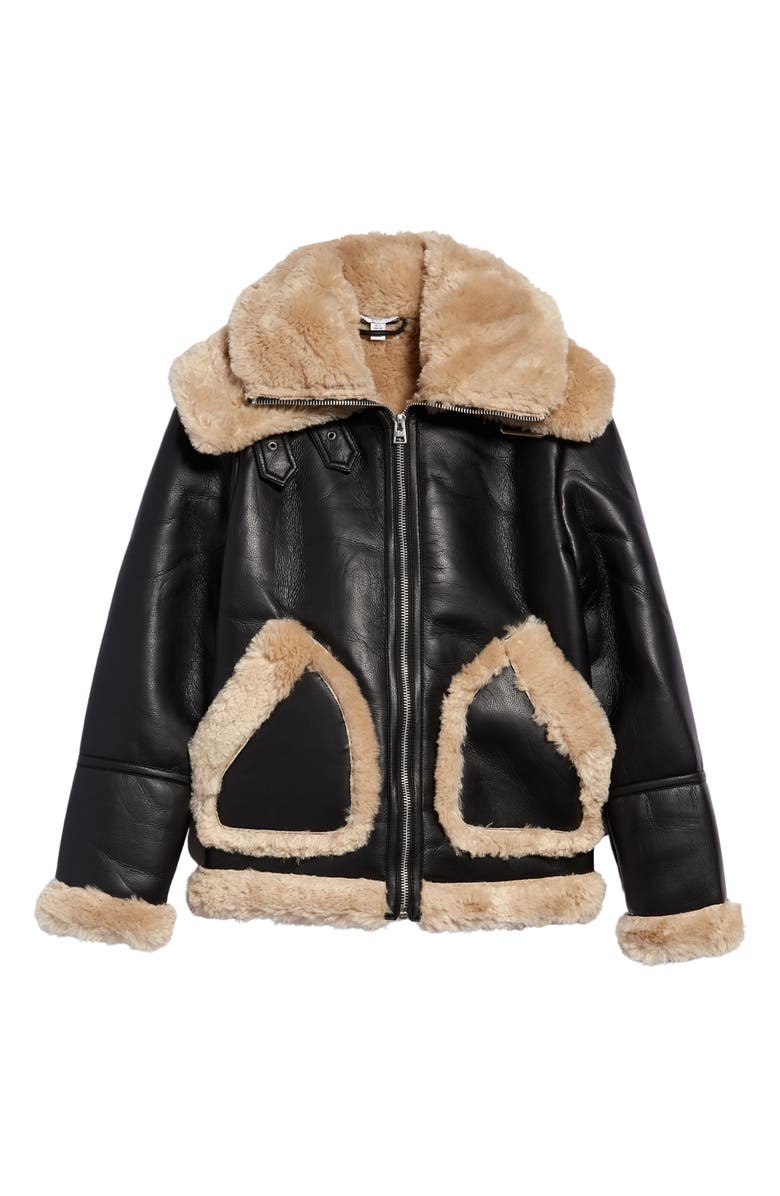 Topshop Oversize Aviator Jacket, Alternate, color,