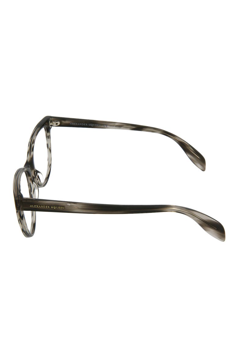 Alexander McQueen 53mm Cat Eye Optical Frames, Alternate, color, STRIPED GREY HAVANA/ TRN