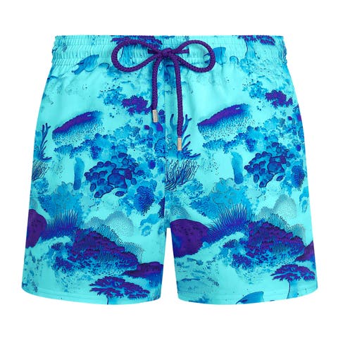 Men Stretch Short Swim Shorts Coral Reef