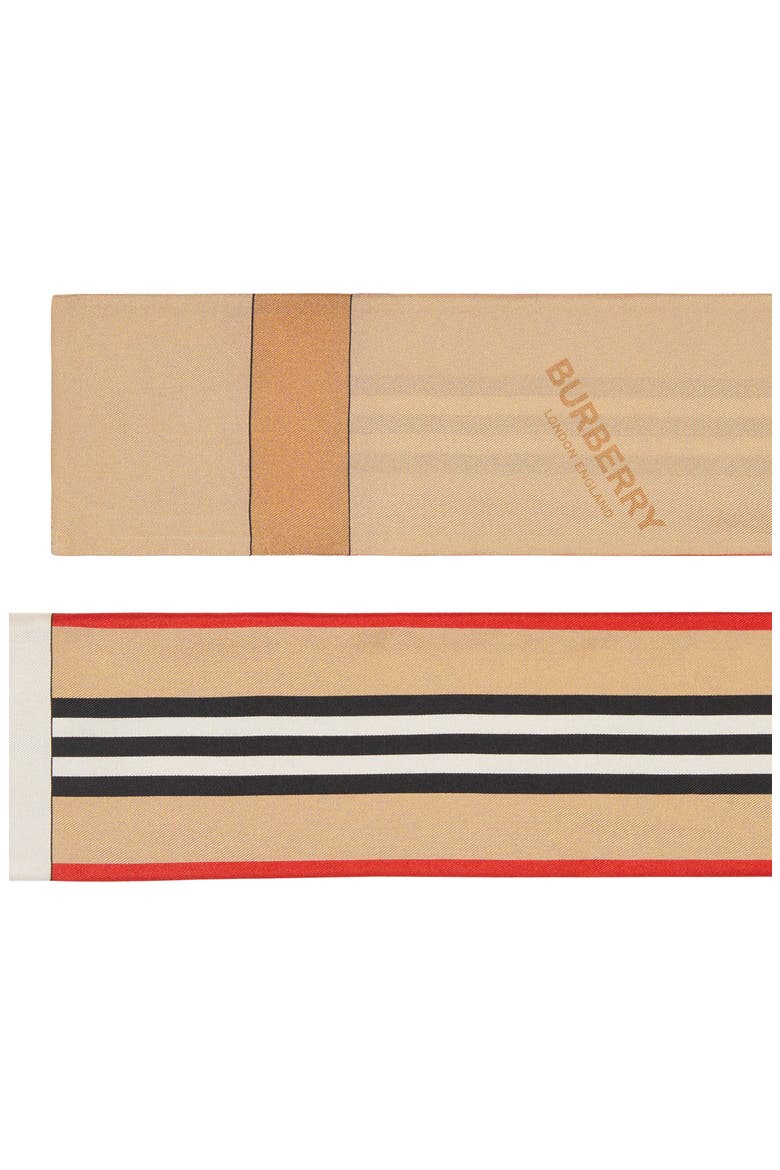 Icon Stripe Skinny Silk Scarf, Alternate, color, ARCHIVE BEIGE