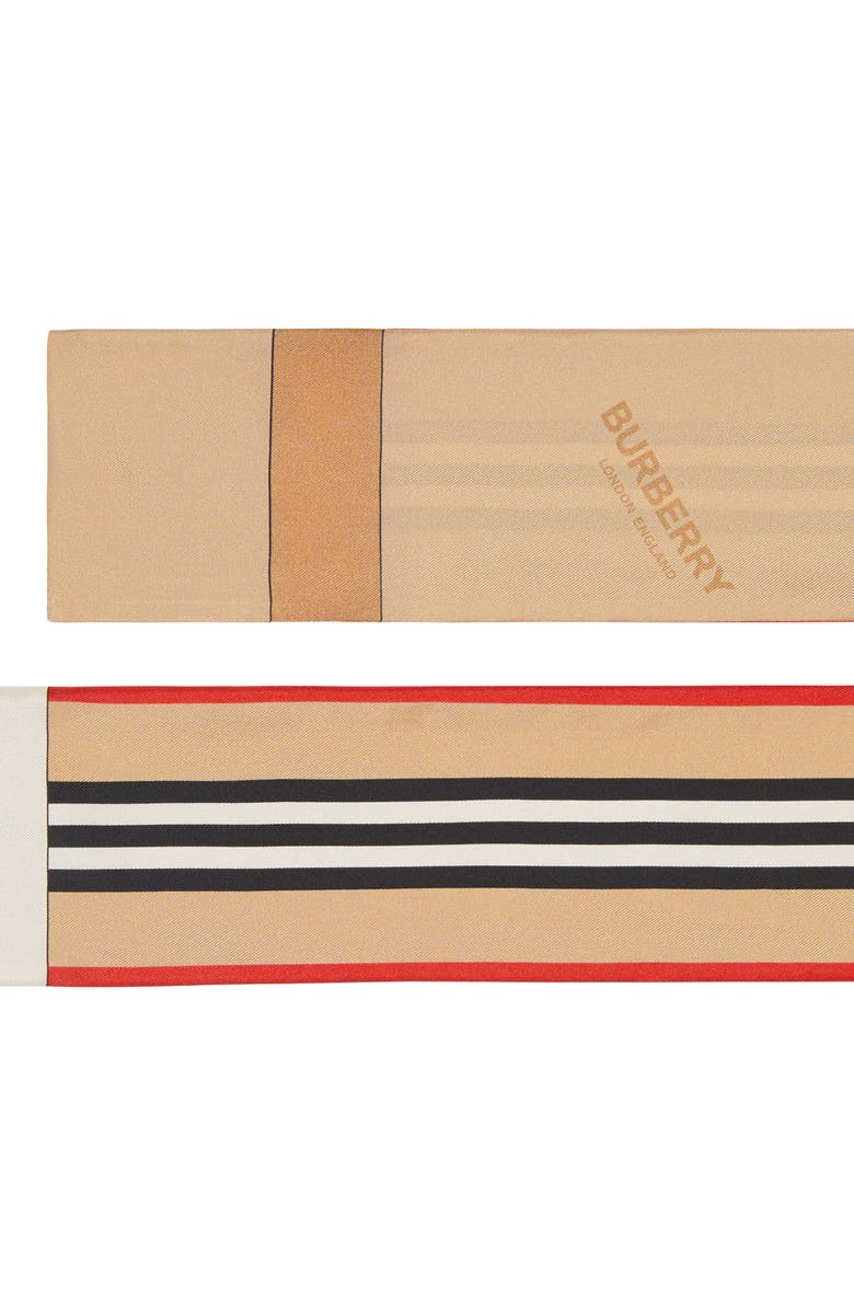 Burberry Icon Stripe Skinny Silk Scarf, Alternate, color,