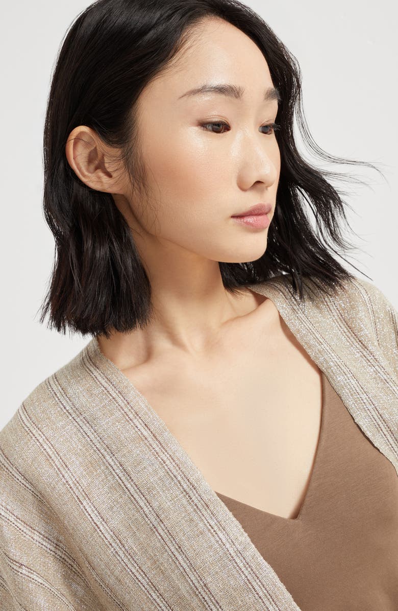 Brunello Cucinelli Linen Sparkling poncho, Alternate, color, 