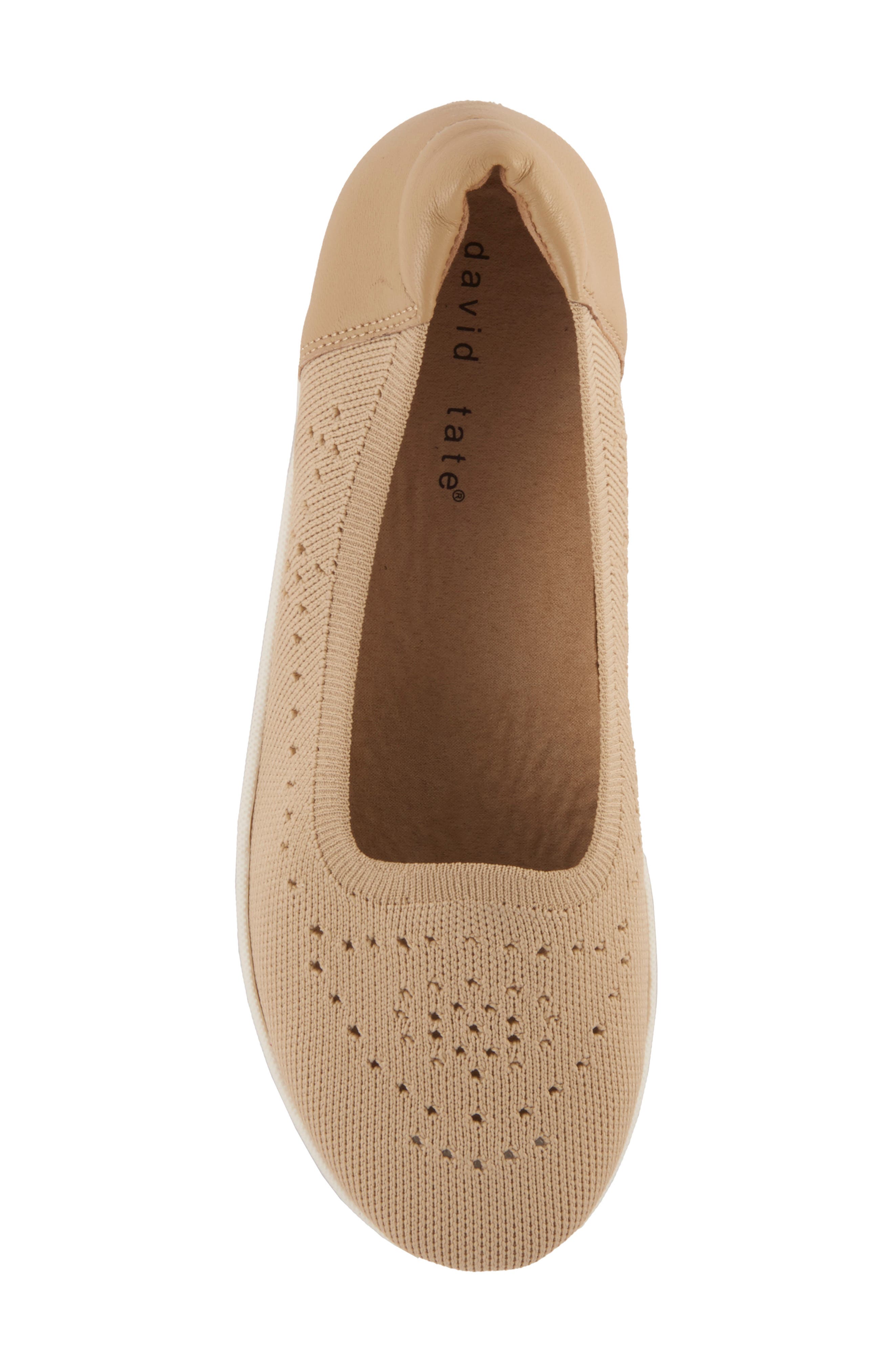 David Tate Italy Knit Ballet Flat, Alternate, color, Camel Fabric