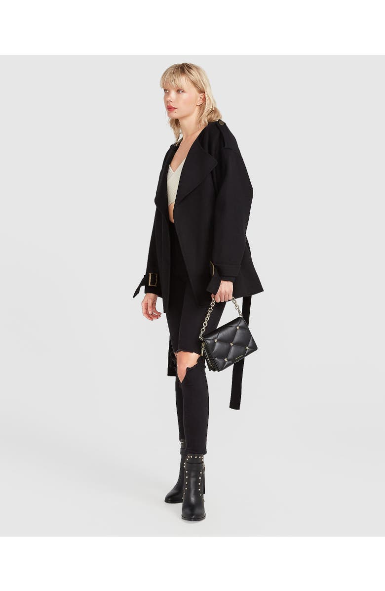Belle & Bloom Let Me Go Collarless Coat, Main, color, Black