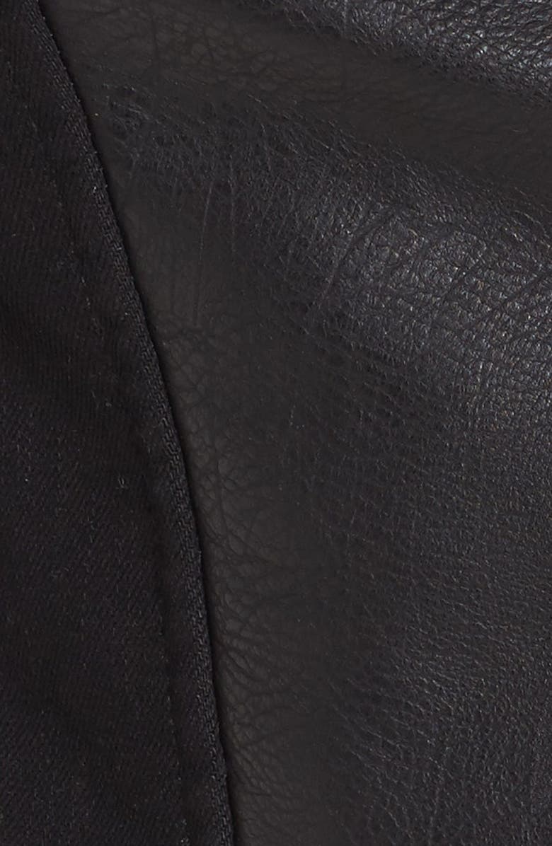 BLANKNYC Faux Leather & Denim Moto Jacket with Faux Shearling Lining, Alternate, color, 