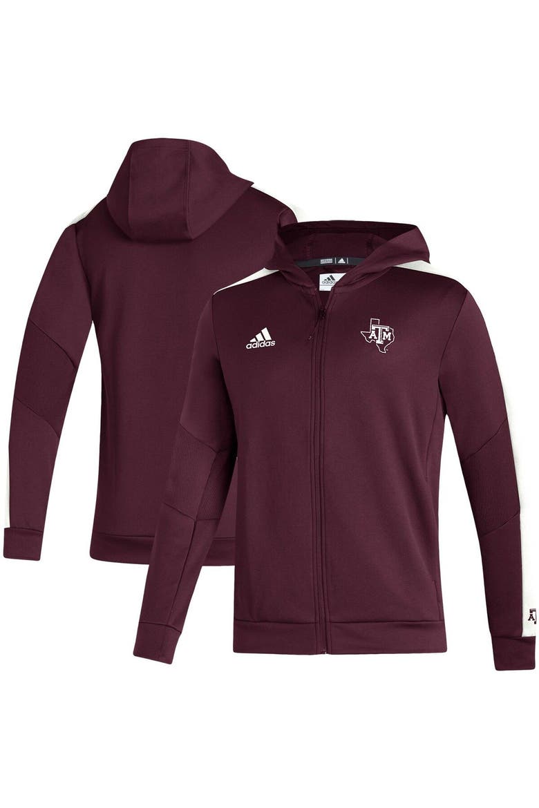 Men's adidas Maroon Texas A&M Aggies 2021 Sideline AEROREADY Full-Zip Hoodie, Main, color, MAROON