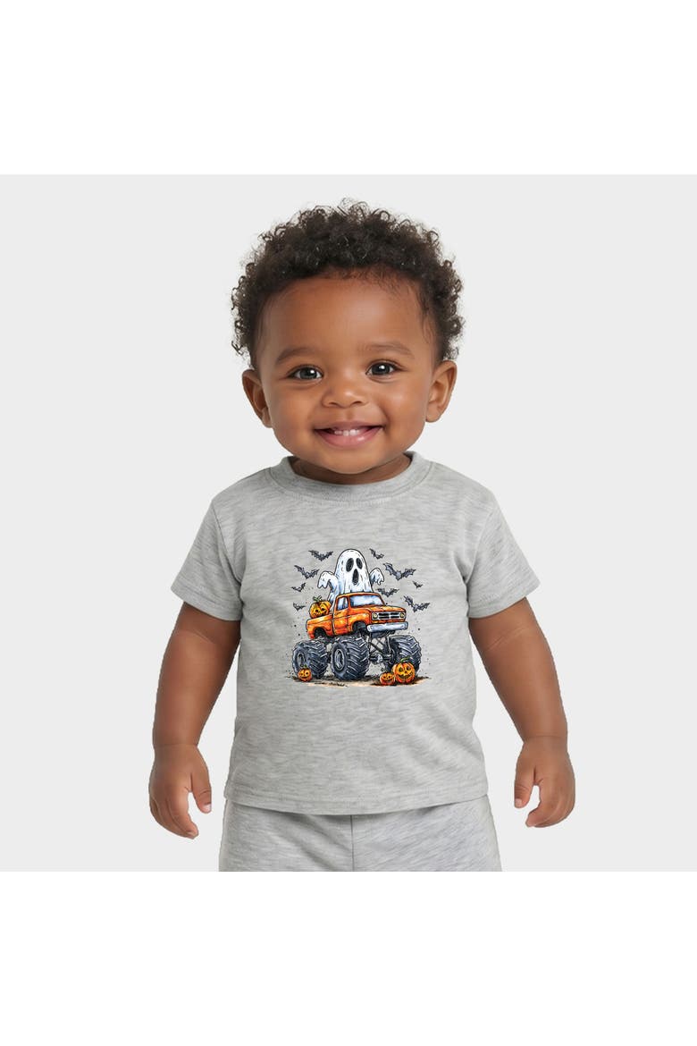 Monster Truck Ghost Infant Jogger Pant Crew Set, Alternate, color, Heather Grey
