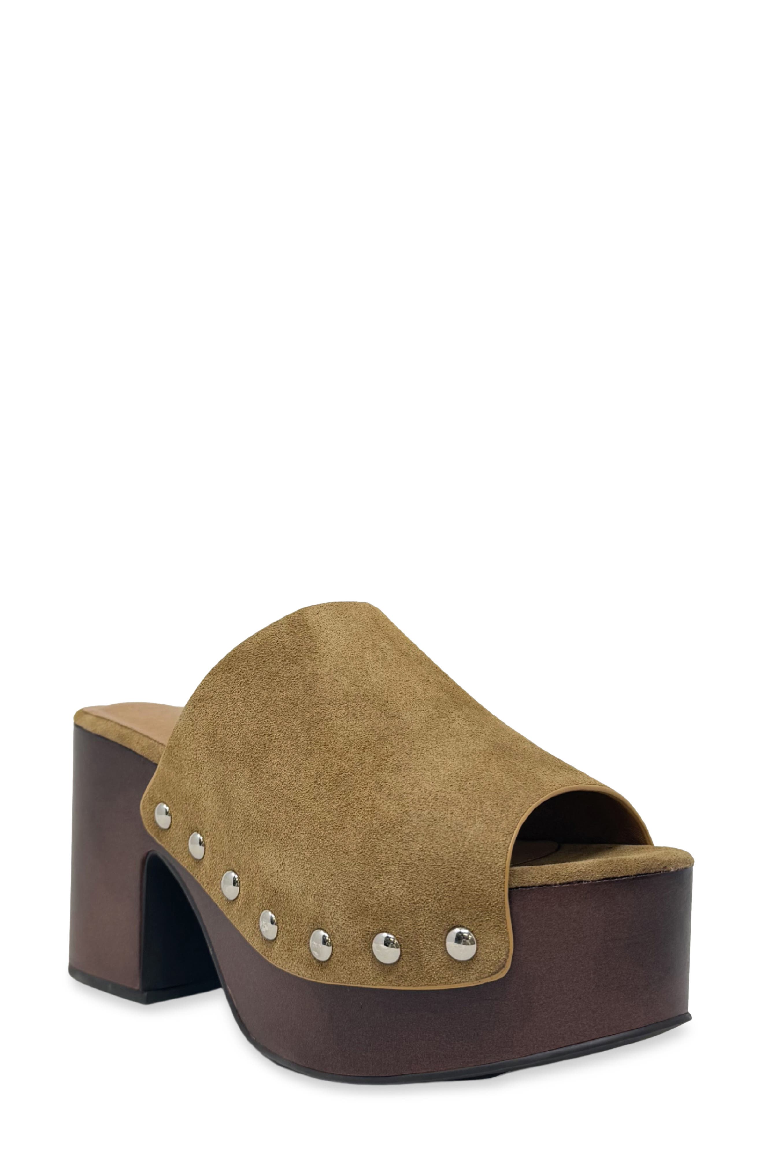 Hayden Faux Leather Platform Mule, Main, color, CAMEL SUEDE
