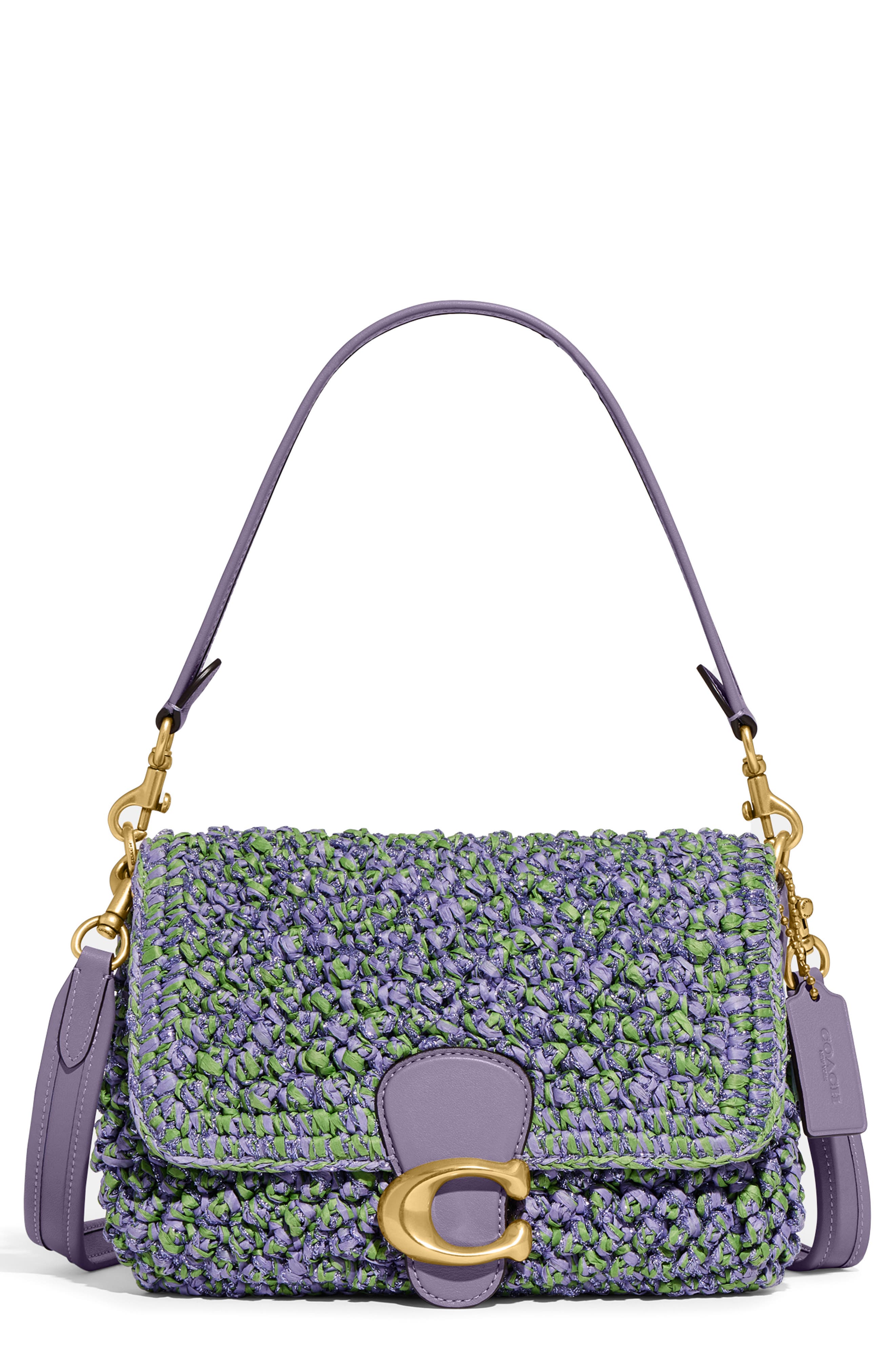 COACH Popcorn Straw Shoulder Bag, Main, color, 