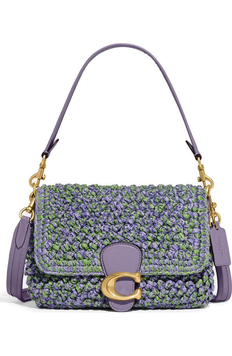 COACH Popcorn Straw Shoulder Bag, Main, color,