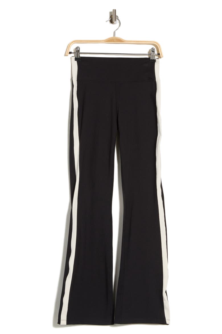 Side Stripe High Waist Flare Leggings, Alternate, color, BLK/ EGGNOG