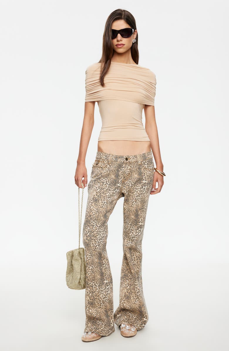 LIONESS Mary-Kate Low Rise Flare Jeans, Alternate, color, Leopard