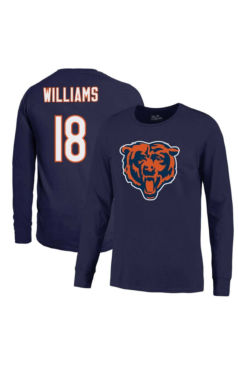 Majestic Threads Men's Majestic Threads Caleb Williams Navy Chicago Bears Name & Number Long Sleeve T-Shirt, Main, color, Navy