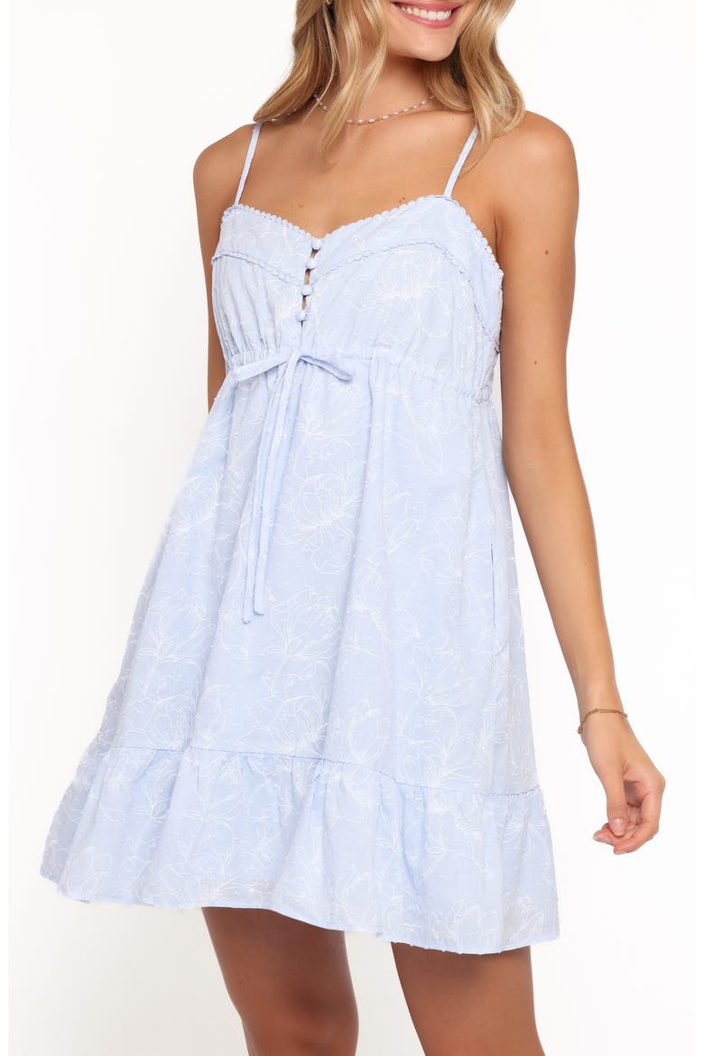Keaton Embroidered Cotton Minidress, Alternate, color, CORNFLOWER BLUE