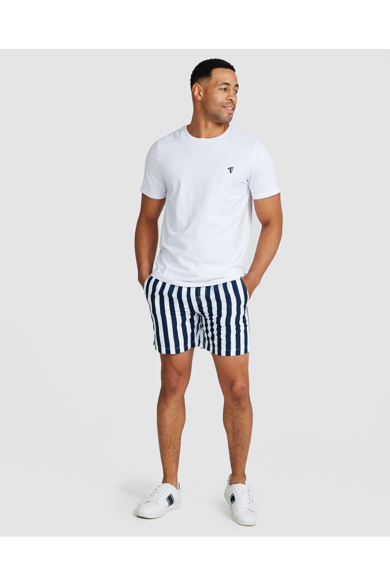 Oslo Swim Short, Alternate, color, Navy & White Panel Stripe