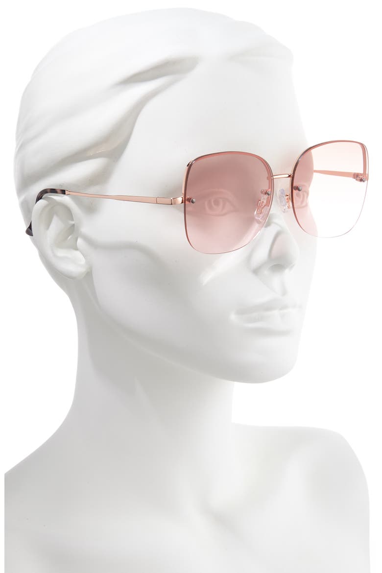 60mm Rimless Square Sunglasses, Alternate, color, ROSE GOLD