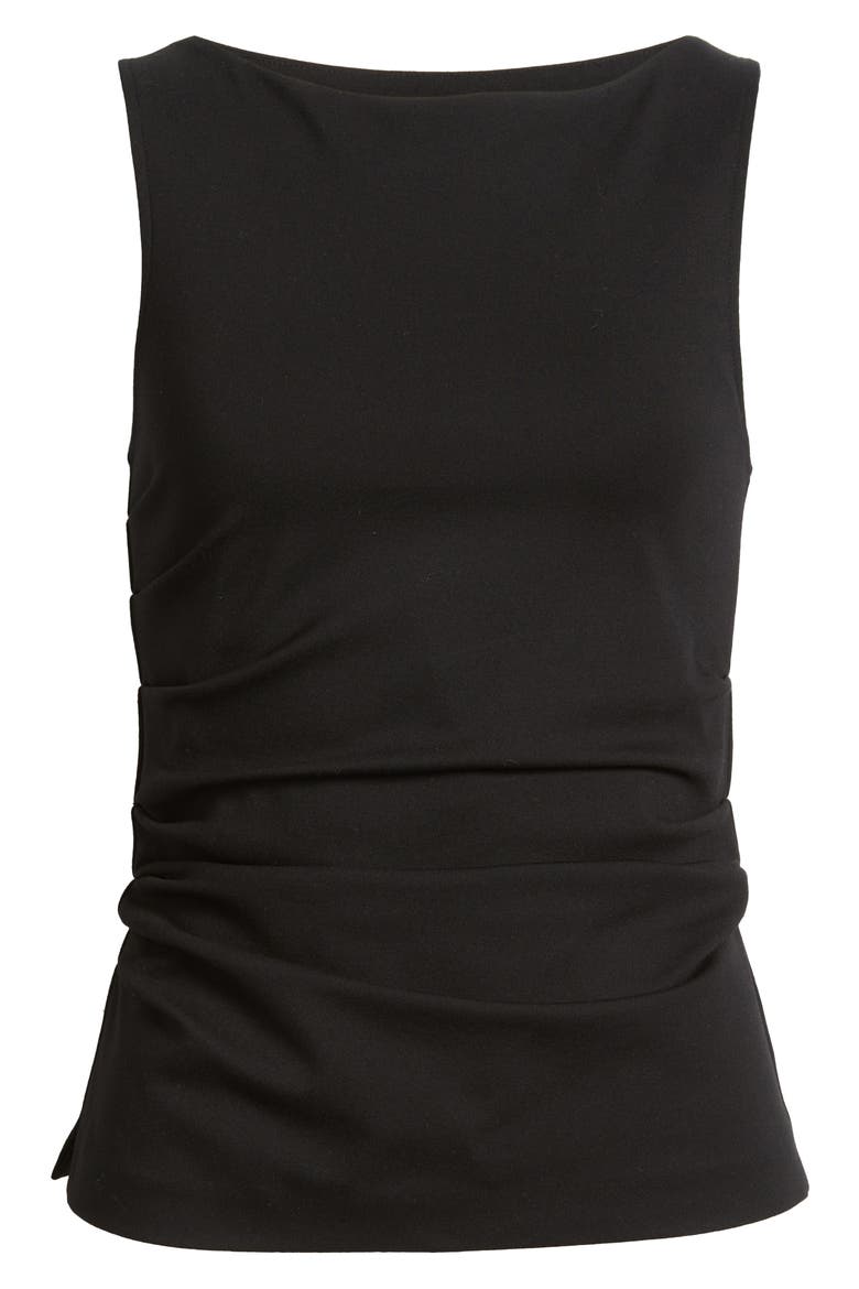 Irina Shirred Ponte Tank, Alternate, color, BLACK