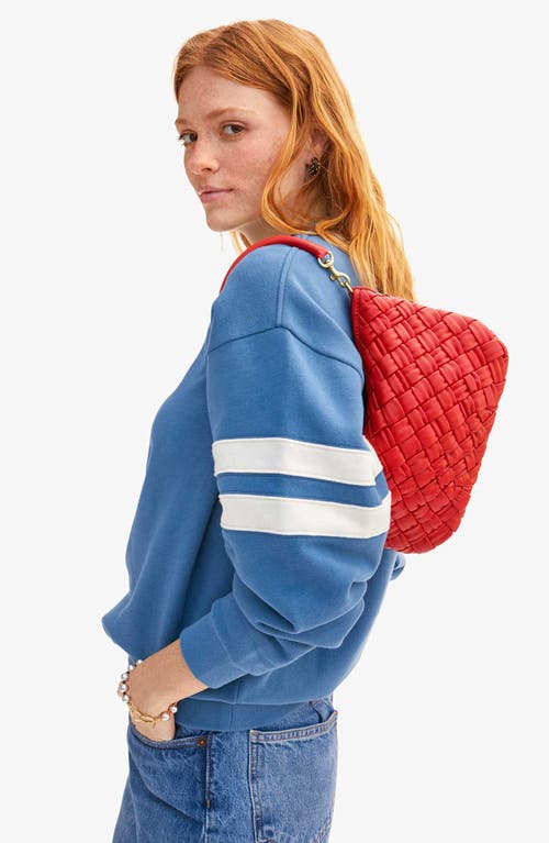Shop Clare V . Petit Moyen Woven Leather Messenger Bag In Rossa