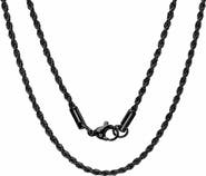 STEELTIME Men's 24-Inch Black Ion Plated Stainless Steel Rope Chain Necklace