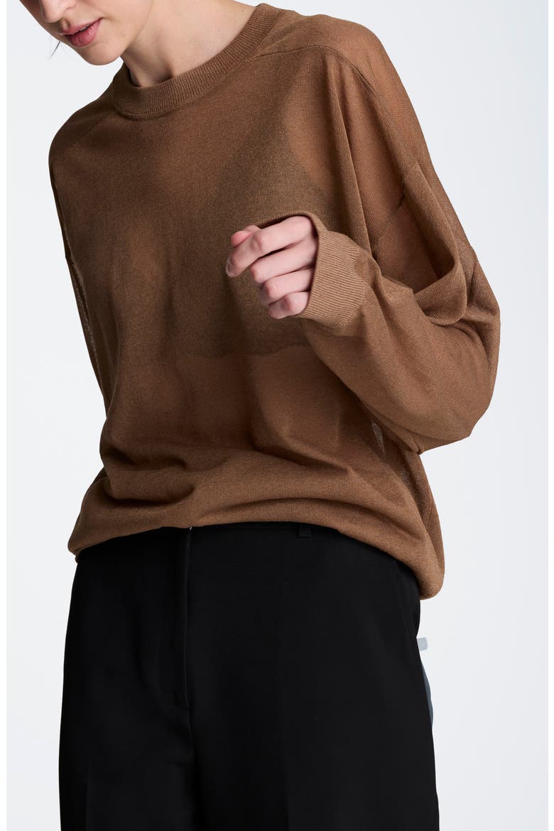 Sheer Crewneck Sweatshirt, Alternate, color, MESQUITE