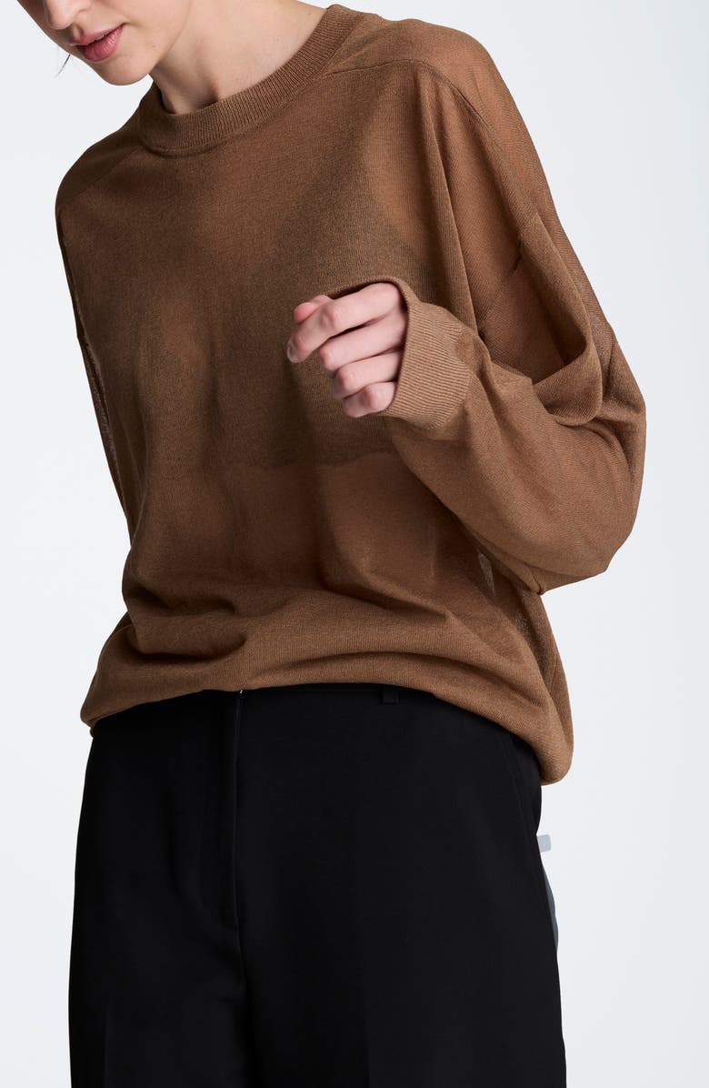 Kenneth Cole Sheer Crewneck Sweatshirt, Alternate, color, Mesquite