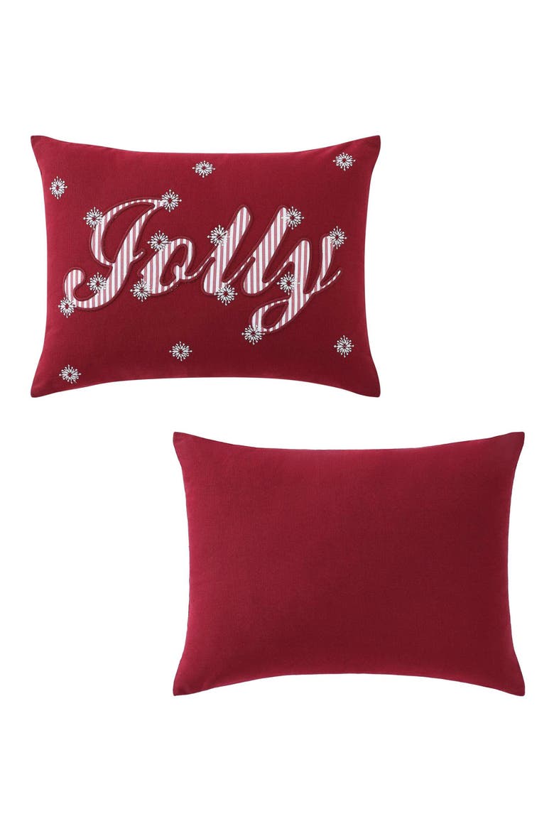 Holiday Marlin Velvet Decorative Pillow, Alternate, color, RED/ WHITE