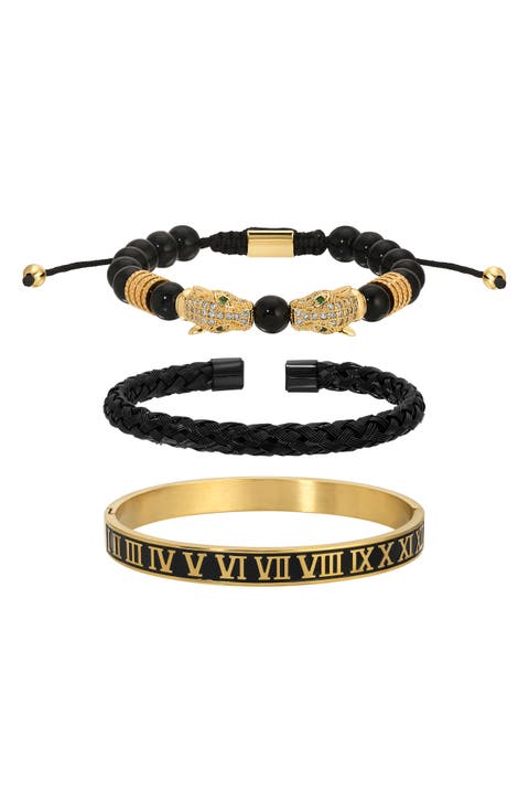 Men's Set of 3 Mario Panther Head Bracelets
