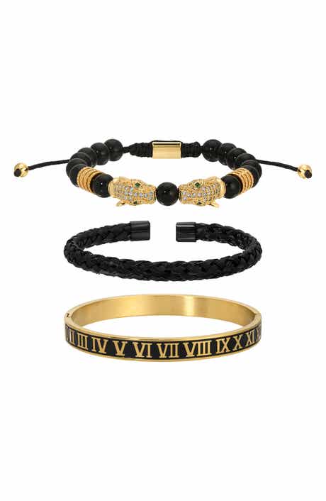 EYE CANDY LOS ANGELES Men's Set of 3 Mario Panther Head Bracelets