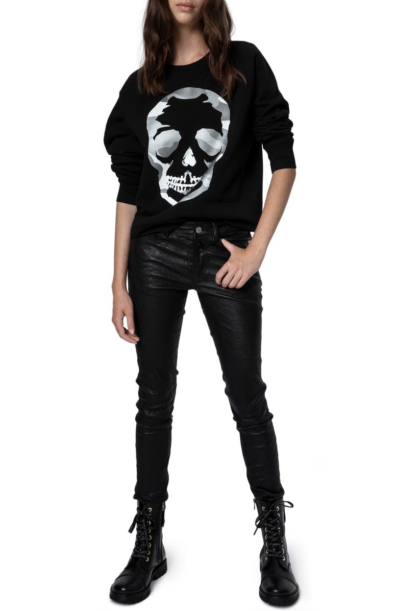 Zadig & Voltaire Camo Skull Cotton Graphic Sweatshirt, Alternate, color,