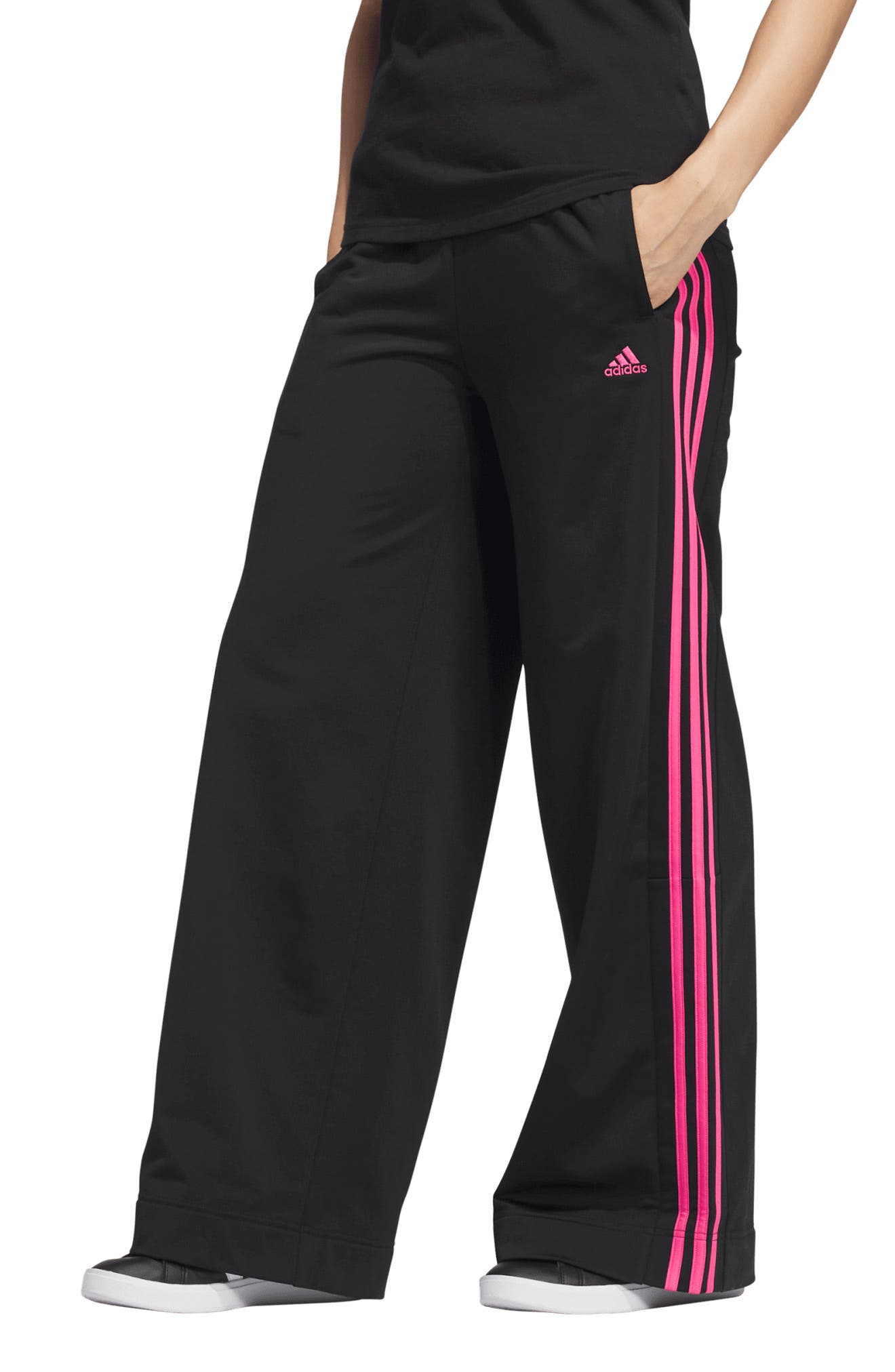 adidas 3 stripe pink track pants