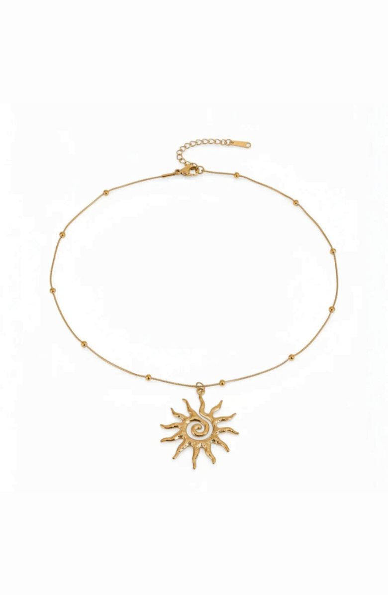 Humanist Beauty Vortex Sun Pendant Necklace, Main, color, Gold