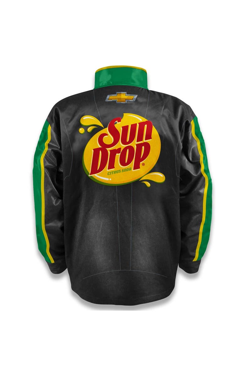 JR MOTORSPORTS OFFICIAL TEAM APPAREL Men's JR Motorsports Official Team Apparel  Black Dale Earnhardt Jr. Sun Drop Nylon Uniform Full-Snap Jacket, Alternate, color, 