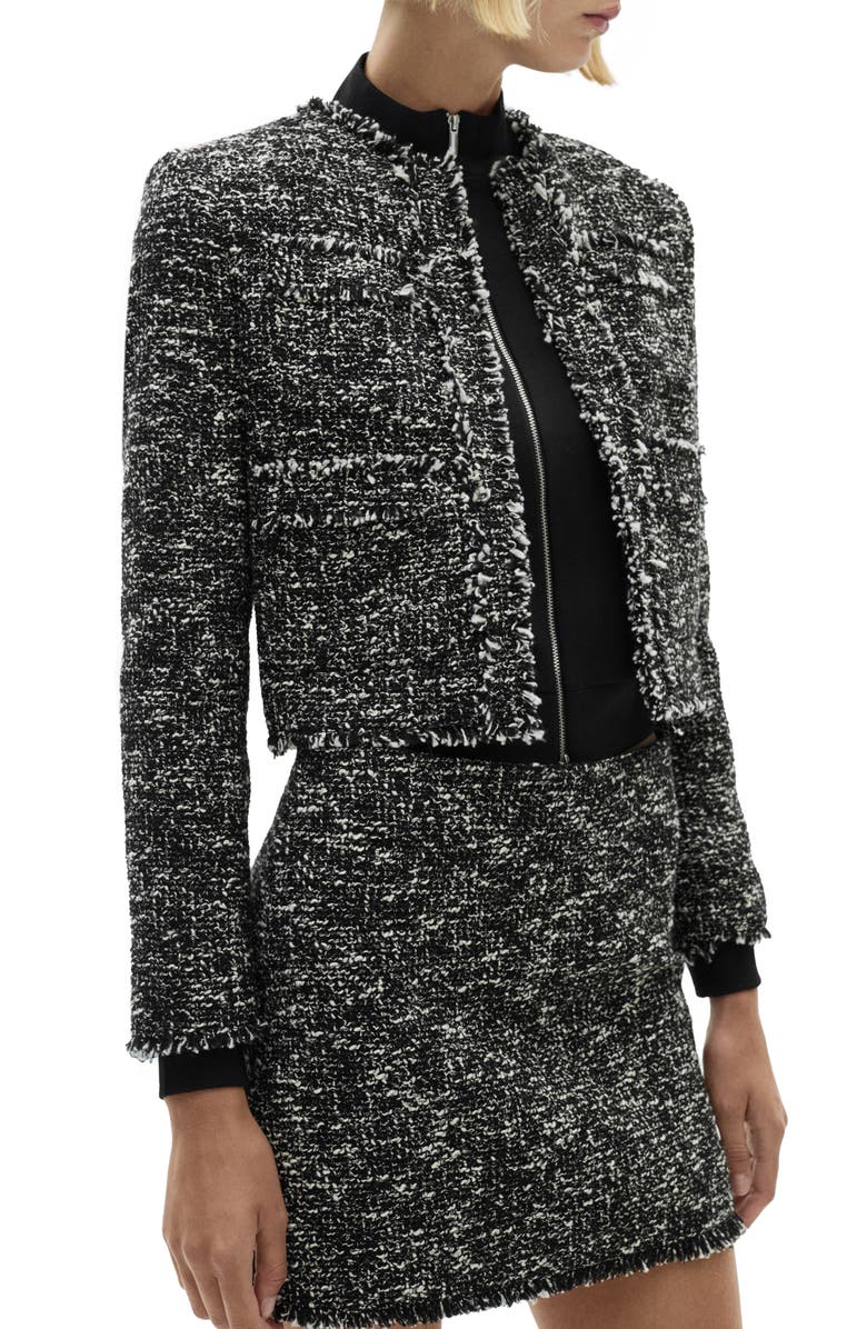 MANGO Fray Trim Tweed Jacket, Alternate, color,