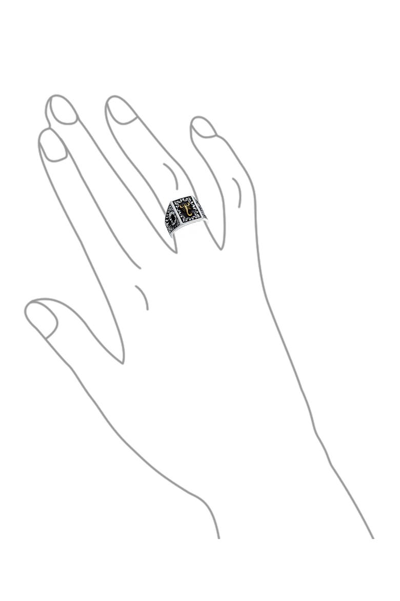 Men's Two-Tone Statement Ring, Alternate, color, SILVER