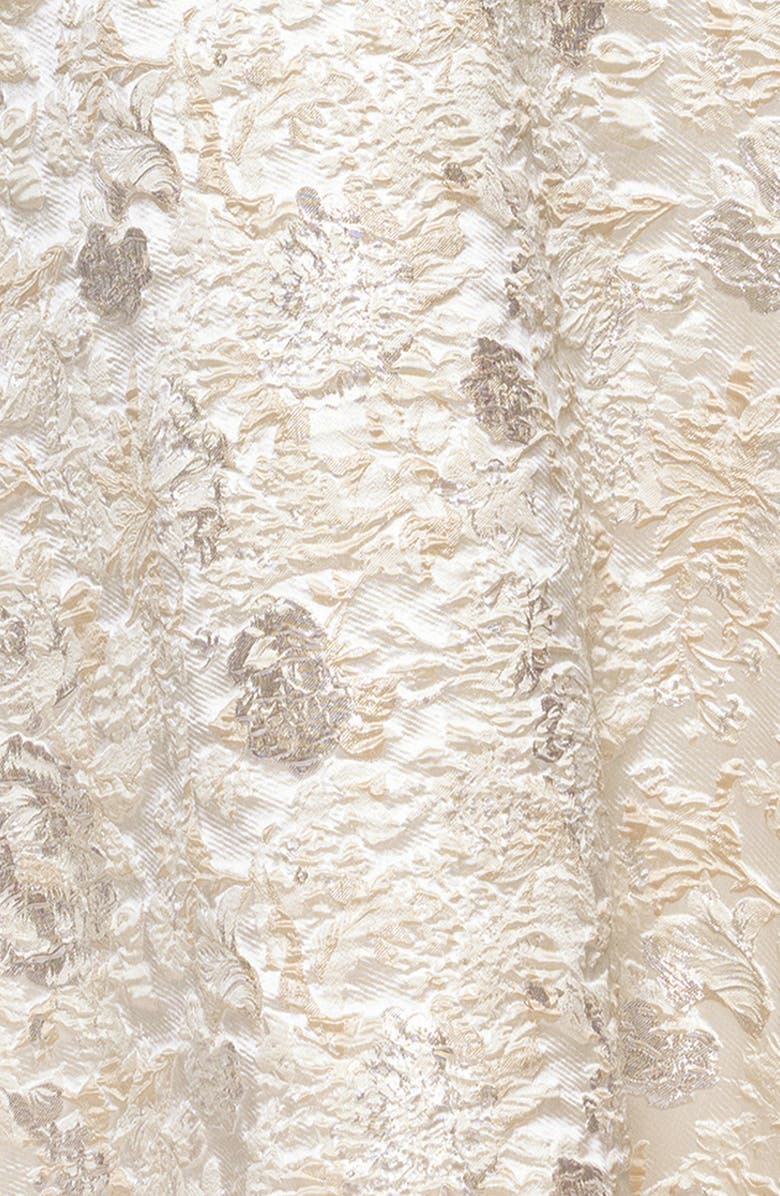 Xscape Evenings Metallic Floral Brocade Off the Shoulder Gown, Alternate, color, Champagne