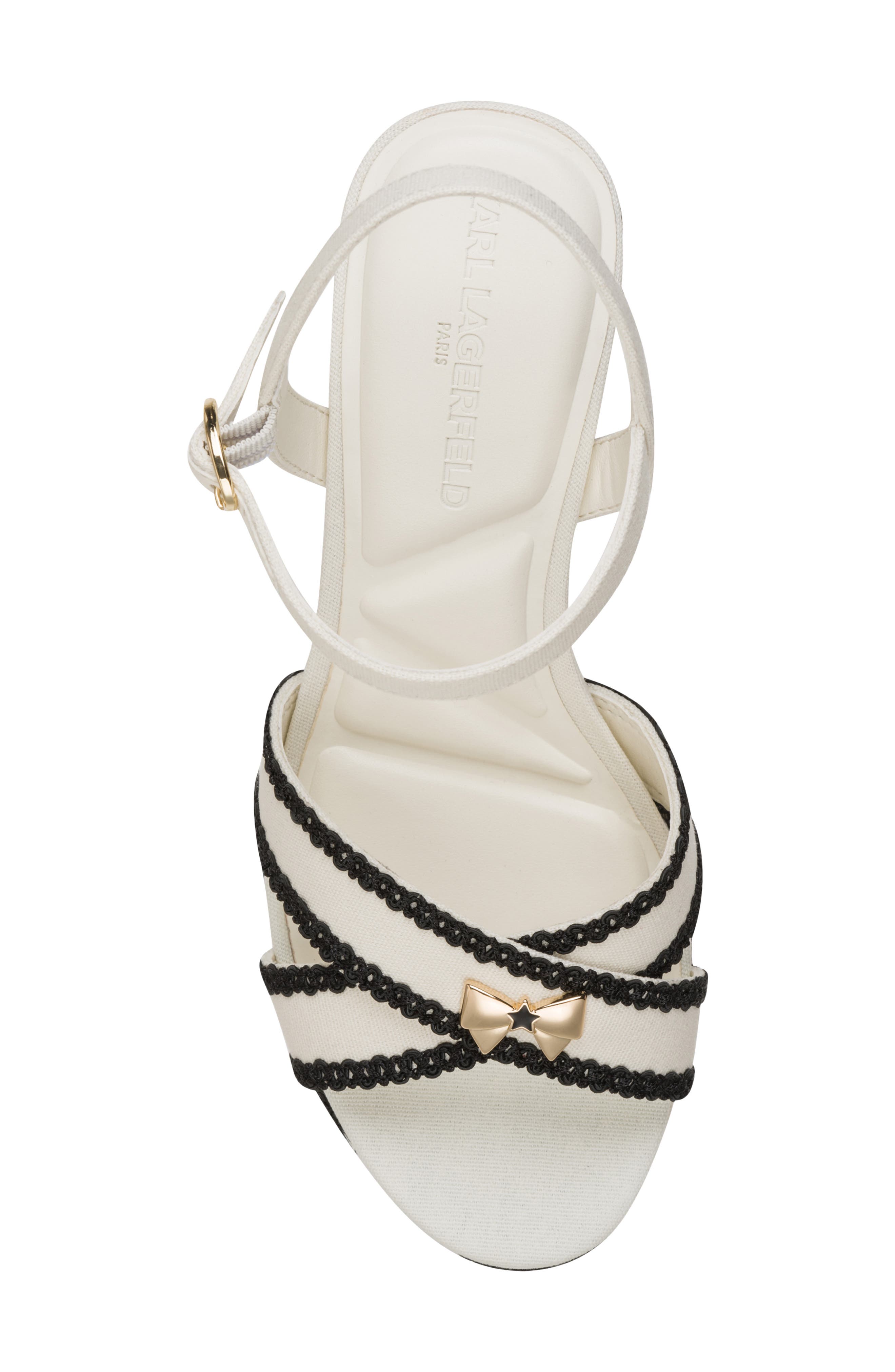 KARL LAGERFELD PARIS Hickory Stitch Platform Sandal, Alternate, color, Cream