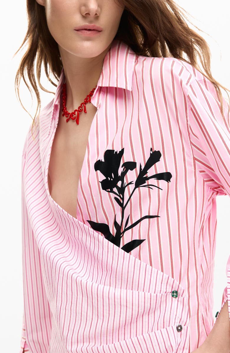 Desigual Long Sleeve Stripe Poplin Shirtdress, Alternate, color, 