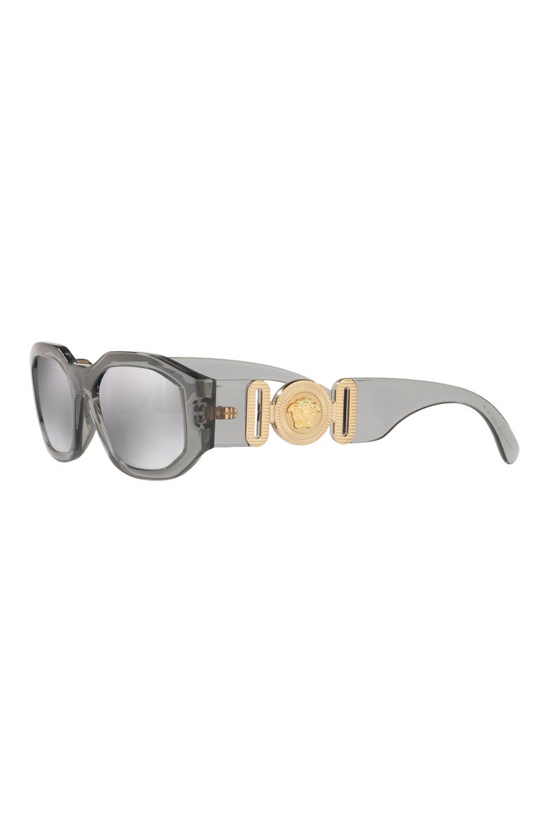 Biggie 53mm Round Sunglasses, Alternate, color, TRANSPARENT GREY/ GREY MIRROR