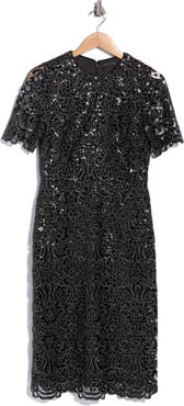 Elie Tahari Lizzy Sequin Lace Midi Dress