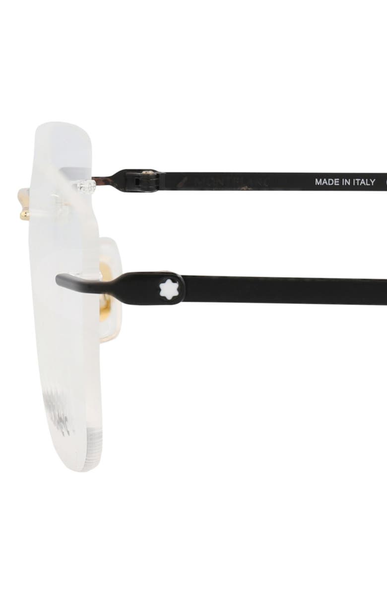 Montblanc 56mm Square Optical Glasses, Alternate, color, Gold Black Transparent