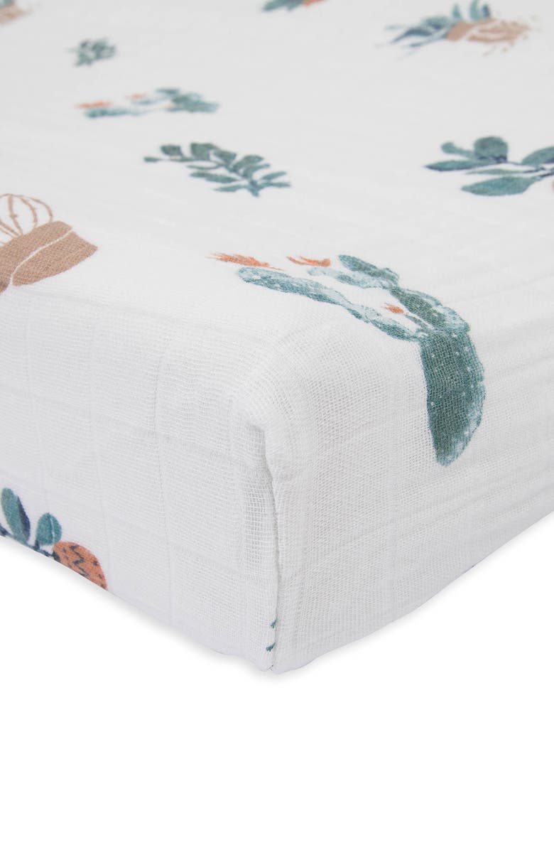little unicorn Cotton Muslin Changing Pad Cover, Alternate, color, Prickle Pot