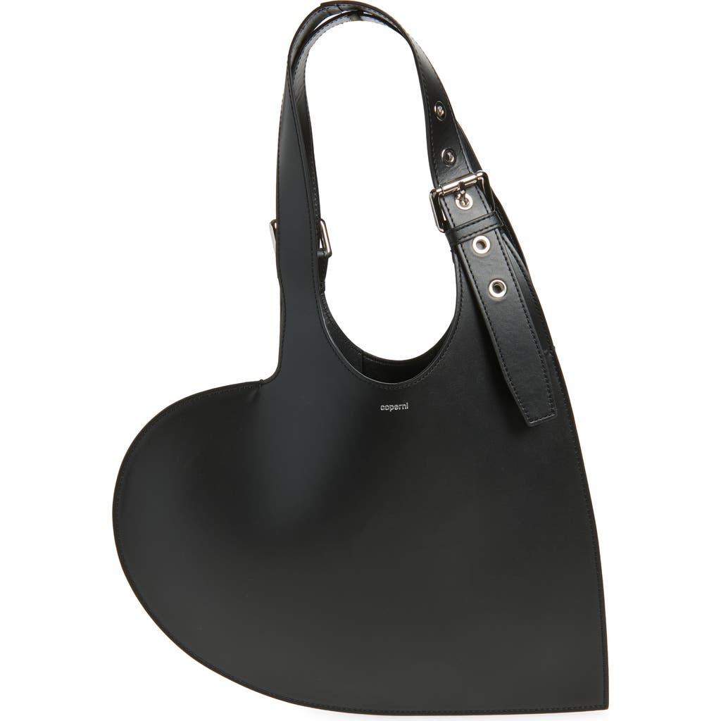 Coperni Heart-shaped Black Leather Bag With Single Shoulder Strap In Black