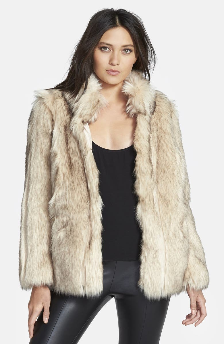 Topshop 'Leah' Faux Fur Coat, Main, color, 