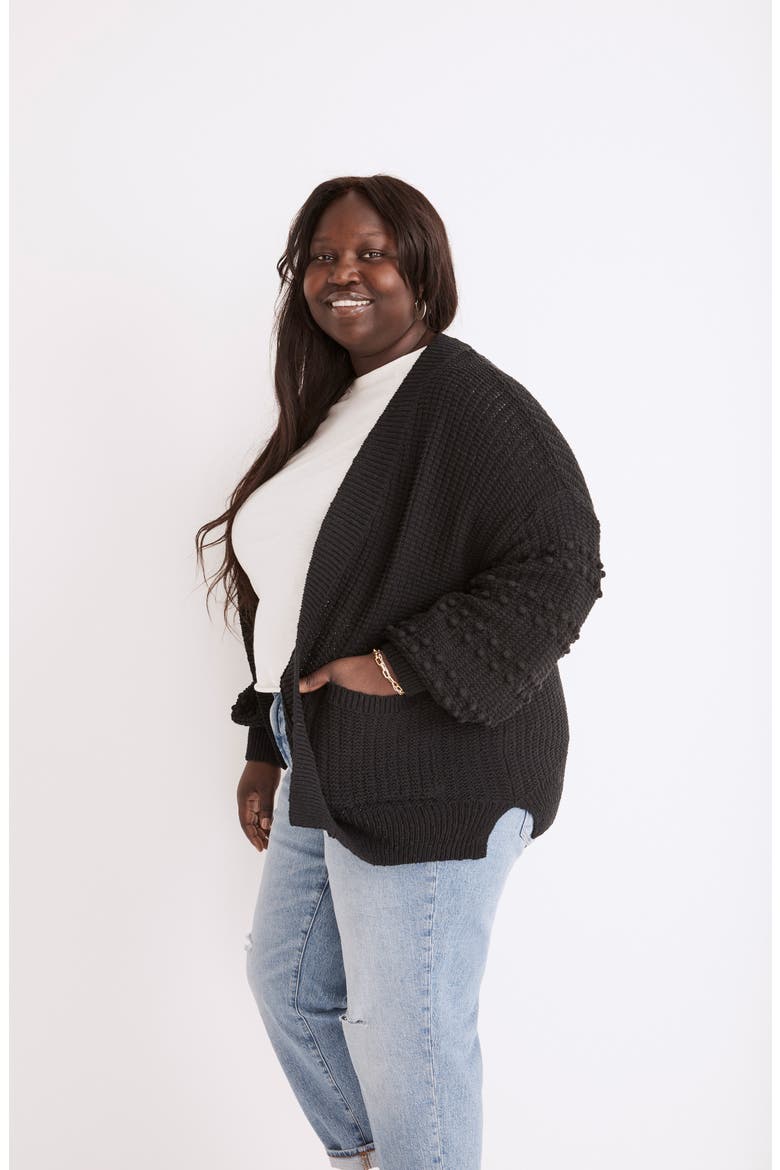 Bobble Cardigan Sweater, Alternate, color, TRUE BLACK