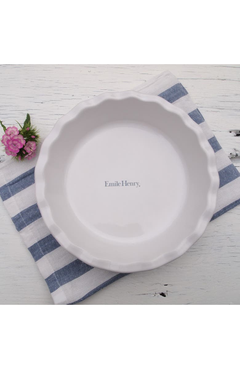 Emile Henry Made in France HR Ceramic 9-inch Pie Dish, Alternate, color, White