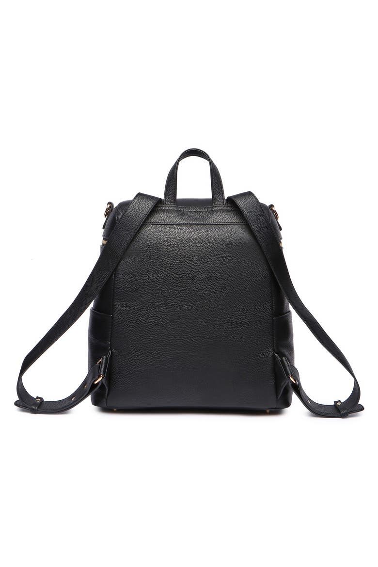 Monaco Faux Leather Diaper Backpack, Alternate, color, EBONY BLACK
