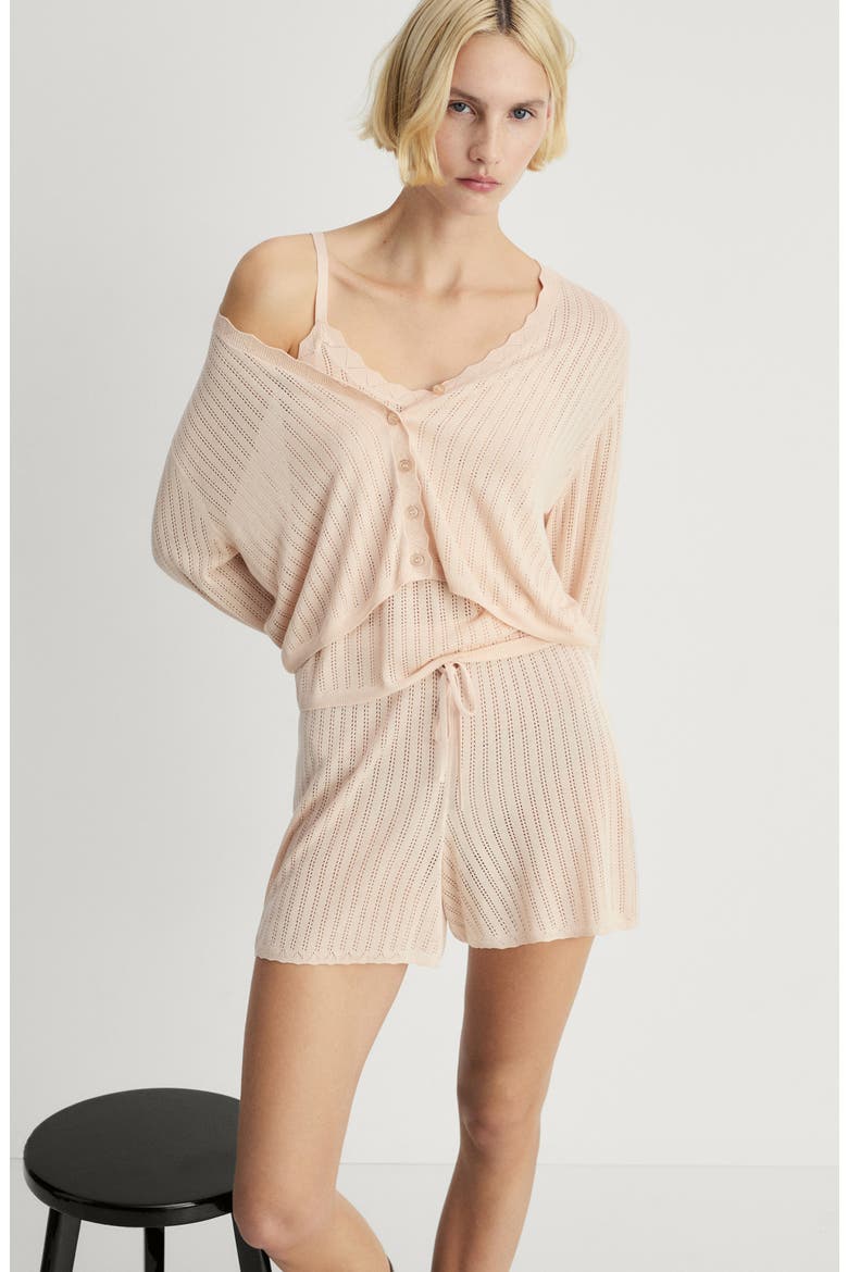 Pointelle Pajama Cardigan, Alternate, color, SALMON
