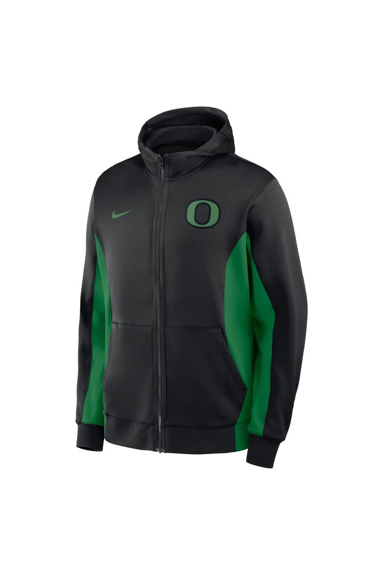 Men's Nike Black/Green Oregon Ducks Courtside Game Dri-FIT Full-Zip Hooded Jacket, Alternate, color, Black